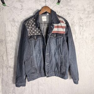 Holton Denim Jacket American Flag Patchwork Size Large